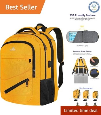 Large 50L Water Resistant Travel Backpack with USB Charging - Stylish Design