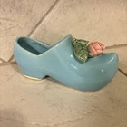 Vintage McCoy Pottery, Planter,  Light Blue Dutch Shoe With Pink Rose