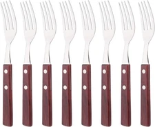 8-Piece Dinner Forks Set 304 Stainless Steel Forks with Natural Wood Handle R...