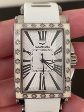 Correa de silicona blanca y acero inoxidable Aquaswiss Grace Diamond para mujer