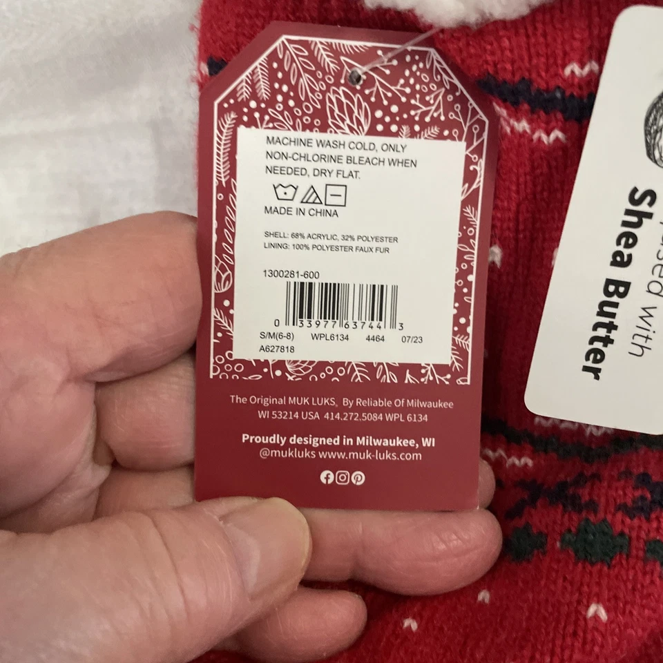 Calcetines Zapatilla Muk Luks Manteca de Karité Estilo Cabina Rojo Talla S/M (6-8) Reno Nuevos Foto 4 de 4