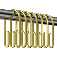 Gold Shower Curtain Hooks Rings ，Double Sided Shower Curtain Rings Rust Proof，12