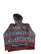 FAZE 1 Boys Blue Bear Pattern Fleece Pullover Hoodie with Pockets Size M (10/12)