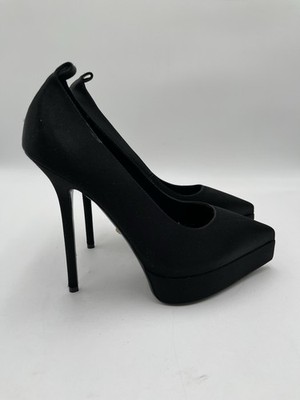 Versace Lycia satin platform pumps in BlackAnkle Straps Size 39.5