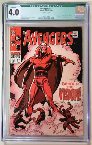 AVENGERS 57 CGC 4.0 QUALIFIED OW TO WHITE PAGES FIRST SILVER AGE VISION 1968