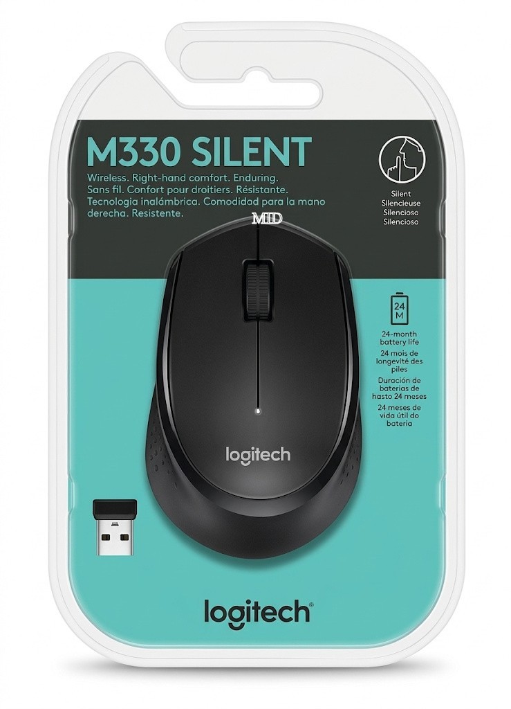 Logitech M330 Silent Wireless Mouse 2.4GHz USB Nano Receiver Ergonomic Black
