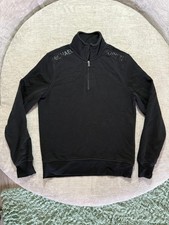 Michael Kors Sweatshirt Mens Medium Black Quarter Zip Mock Neck Fleece Logo