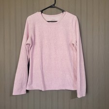 Cuddl Duds Fleecewear Long Sleeve Shirt Stretch Round Neck Pink Women's Large