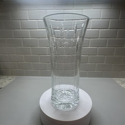 VTG SIGNED Block 24% Full Lead Crystal 9  Vase Czech Republic