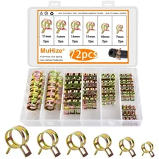 MuHize 72Pcs Spring Hose Clamp Assortment Kit - 6 Sizes (7-17mm) for Fuel Lin...