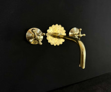 Unlacquered Brass Wall Mounted Faucet With Engraved Faceplate