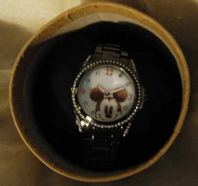 TWO FOR ONE! Stylish Mickey Mouse Watch with Small Crystals In Original Box