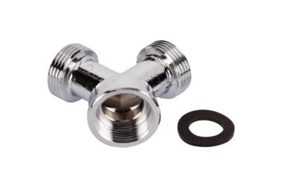 WPRO Raccordo Y 3/4 per Lavatrice e Lavastoviglie in ottone cromato con guarnizione