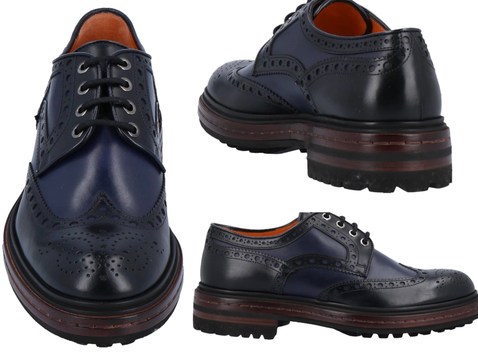 Santoni Leather Lace-Up Shoes Boots Moccasins Half Shoe New 44