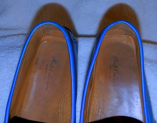 RALPH LAUREN Purple Label Leather Driving Loafers Size 11M Blue Good condition ! - Picture 6 of 9