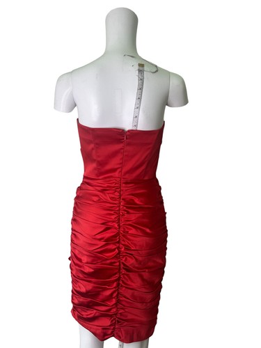 JANE NORMAN Bodycon Dress Size Small 10 Fitted Bandeau Ruched Satin Womens EU38 - Picture 3 of 10