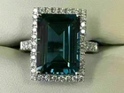 Women's 4CT Emerald Cut London Blue Topaz Lab Created Ring 14K White Gold Plated