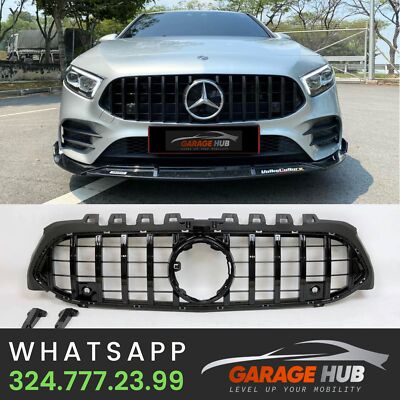 für  MERCEDES A-KLASSE W177 +2018  -> AMG GRILL VORNE SCHWARZ PANAMERICANA
