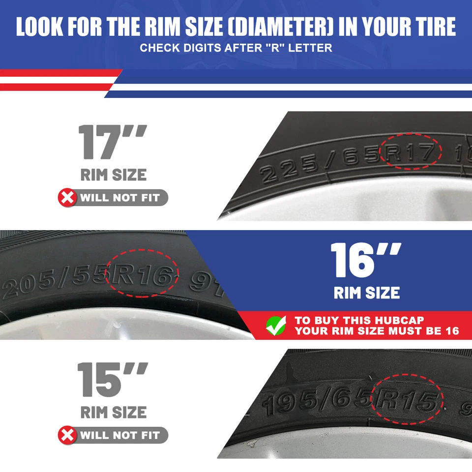 16" inch Wheel Rims Cover 4-Pack Hubcaps For 2008-2016 Dodge Grand Caravan - Image 4 of 4