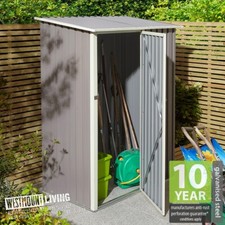 NEW 5x3 ft Metal Pent Garden Shed Patio Foundation Storage Unit Tin - Light Grey
