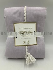 Pottery Barn Teen Cotton Chambray Tassel Duvet Cover Purple Twin A1317