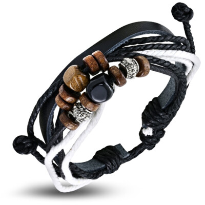 unisex Lederarmband Multi Color Wrap Seil verstellbar bead bracelet y-fwb195