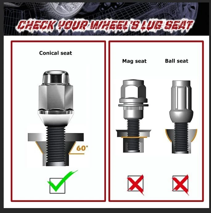 (20) Черные зажимные гайки (конусообразное сиденье) 12x1,5 выпуклости для Acura Honda Mazda Toyota Lexus - Изображение 3 из 4