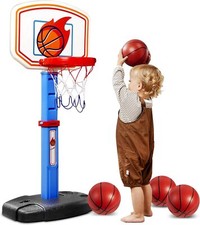 Toddler Basketball Arcade Game Set, Adjustable Basketball Goal with 4 Balls for