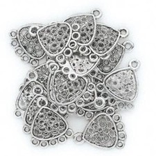 20 Antiqued Silver Plated Pewter 16x14mm Teardrop Earring Connectors 