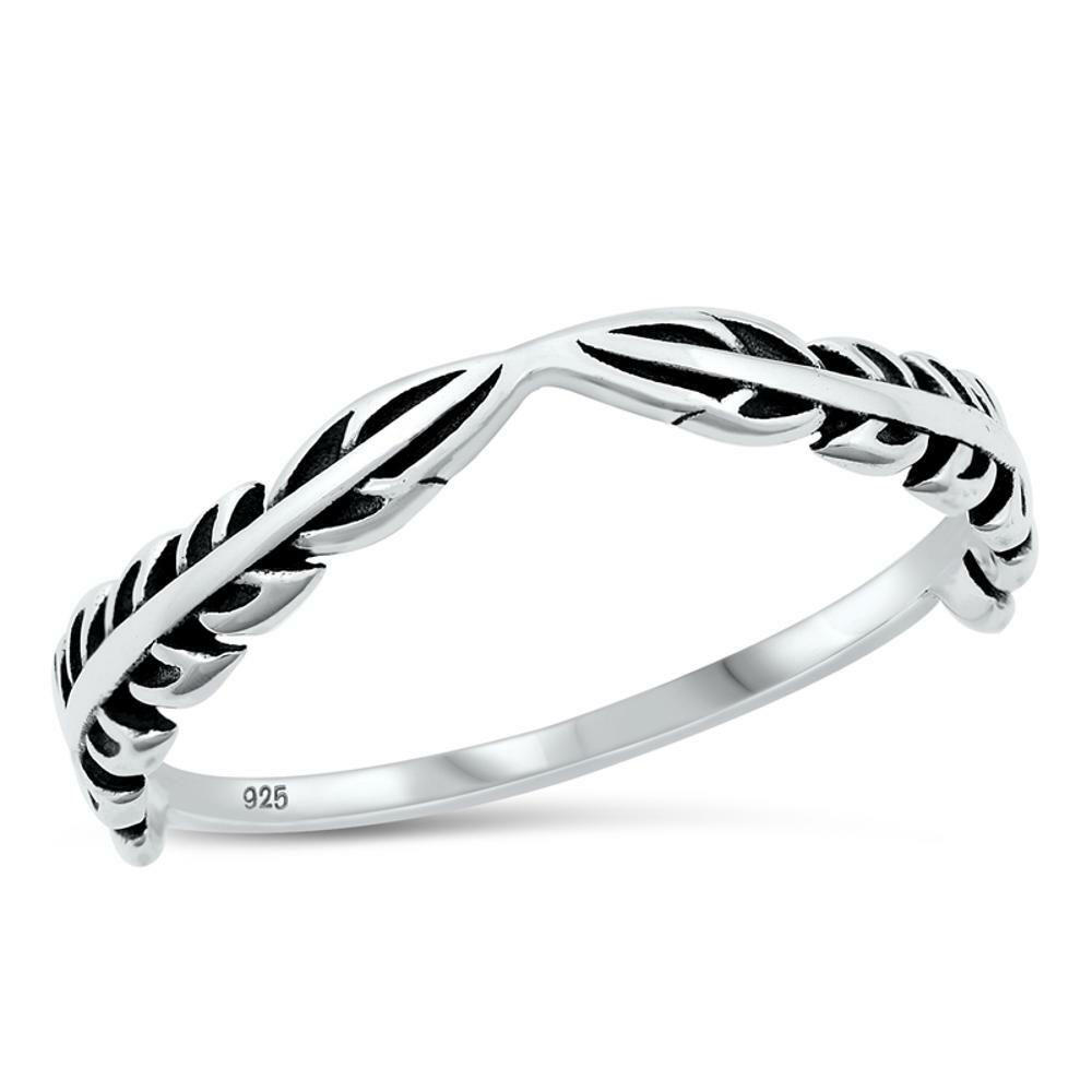 Eternal Youth Fern Leaves Unique Ring New Sterling Silver Band Sizes  4-10