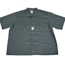 Dickies Mens Size 4XL Short Sleeve 1574 Work Shirt Charcoal Grey Shop Mechanics