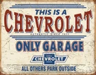 New Tin Signs Chevy Only Garage 2200