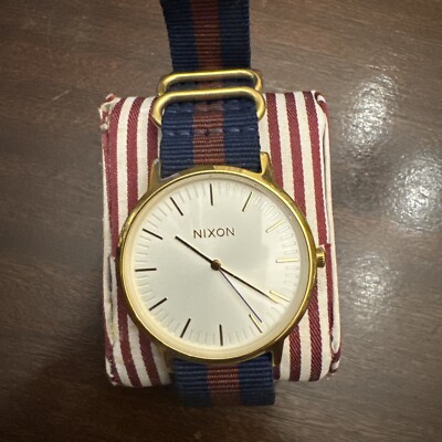 Nixon Porter Nylon Gold Bezel with Red/Blue Bracelet UK