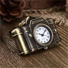 Vintage Camera Pocket Watch Novelty Bronze Key Chain Creative Quartz Watch Gifts