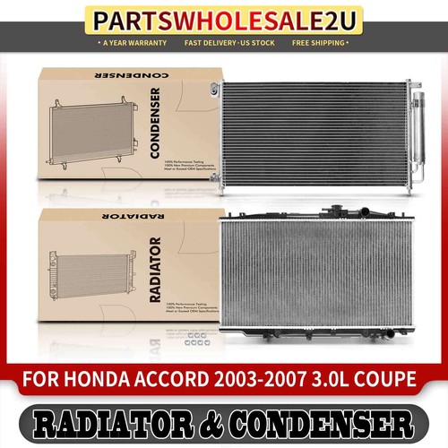 2x Radiator & AC Condenser Cooling Kit for Honda Accord 20032007 V6 3