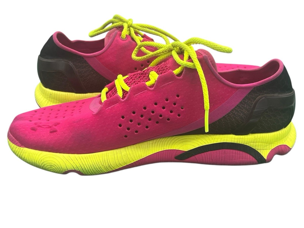 Under Armour Woman’s Pink Yellow Black Speed Form Shoes Size 10