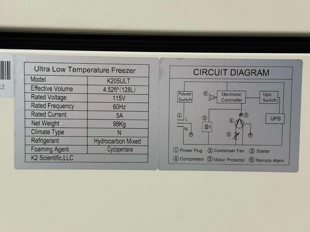 K2 SCIENTIFIC K205-ULT LABRATORY LAB ULTRA LOW TEMP CHEST FREEZER