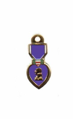 Purple Heart mini 3D metal pendant / charm (PH size 5/8'' -plus loop)