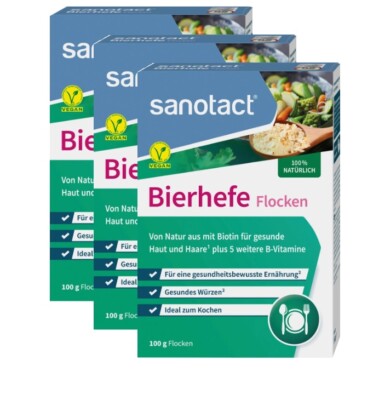 BEER YEAST FLAKES SANOTACT 100g BIOTIN SKIN HAIR B VITAMINS NUTRITION COOKING ORIGINAL BOX