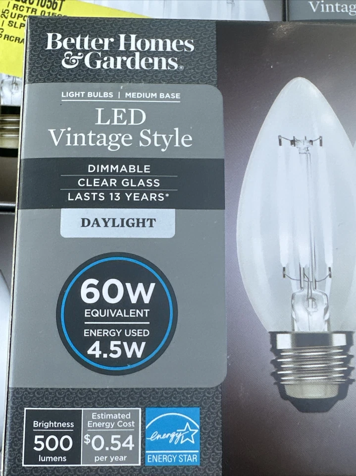 X5- Better Home & Gardens Vintage Style Bulb 60W LED Daylight  4 b10 bulb pack - Image 4 of 4