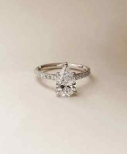 2.50Ct Pear Lab Grown Diamond IGI Certified Wedding Ring 14k Real White Gold