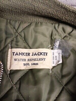 VTG Tanker Jacket Men Medium Green Bomber Quilted Water VTG Tanker Jacket Men Medium Green Bomber Quilted Water