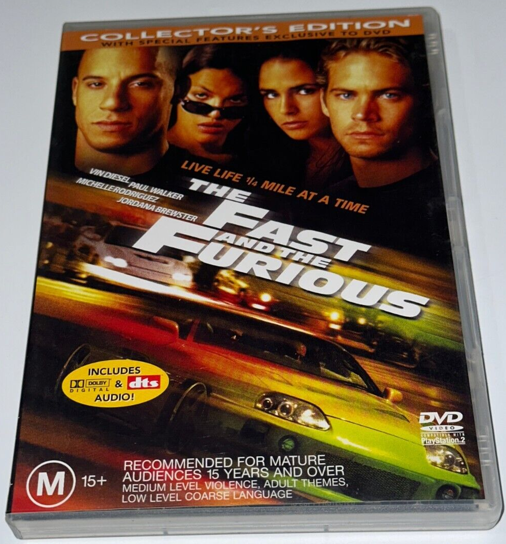 The Fast And The Furious - DVD, 2001 - REGION 4 - R4 - WARRANTY
