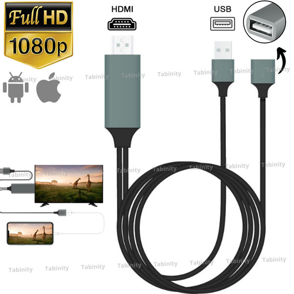 Cable adaptador 1080P HDMI espejo teléfono a TV HDTV para iPhone iPad Android