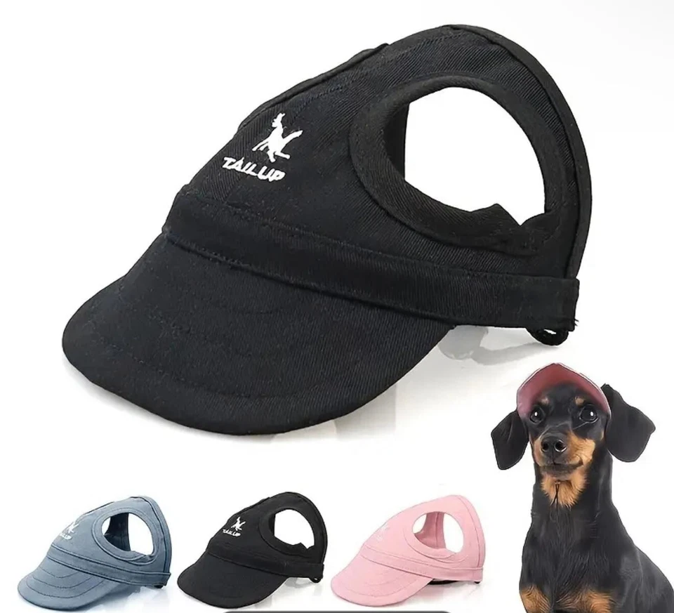 PawPals Pet Peaked Cap Adjustable Dog Sun Hat w Ear Holes Outdoor Hat for Pets - Image 3 of 4