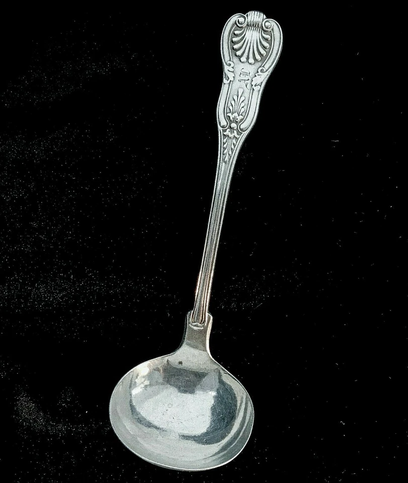 Moneda Americana William Tenney 19thc 1840 Cucharón de Salsa de Plata, Patrón Reyes Foto 2 de 4