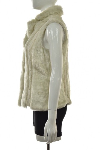 Chaleco para mujer Lui, talla L, blanco marfil, piel sintética, chaqueta sin mangas informal ropa exterior - Imagen 3 de 4