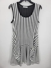 Dzhavael Couture Dress Womens Small Black White Stripe Sleeveless Asymmetrical