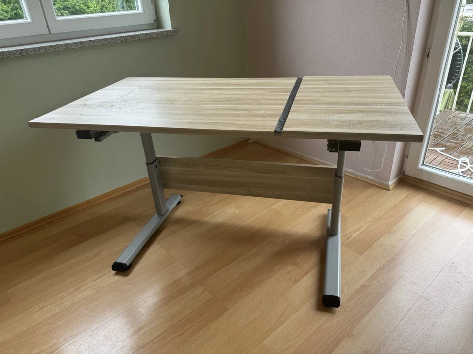 Schreibtisch für Kinder Schüler Jugend höhenverstellbar Eiche