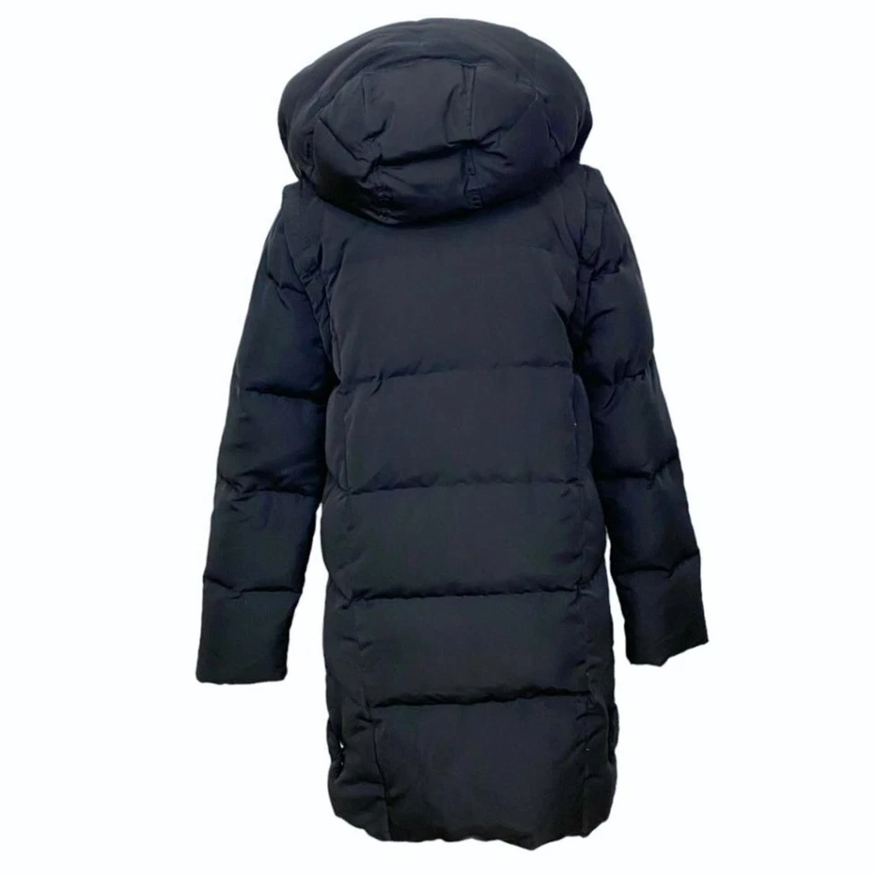 DEREK LAM 10 CROSBY 2 EN 1 NEGRO ACOLCHADO PIEL CAPUCHA CREMALLERA COMPLETA ABRIGO Y CHALECO DE INVIERNO Foto 4 de 4